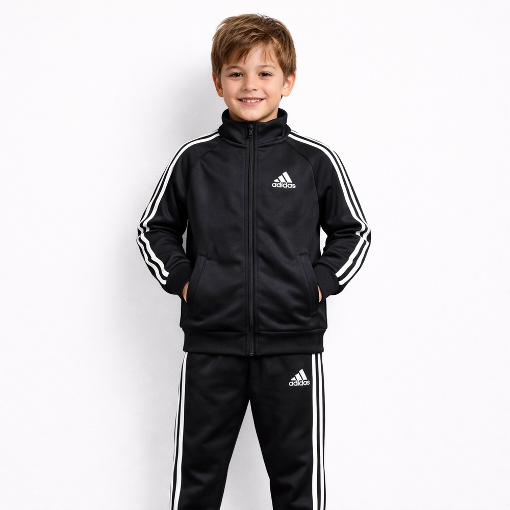 Adidas Youth Black and White Tracksuit - Picture 2 of 9